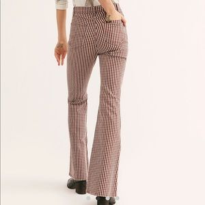 Free People, Lee High Rise Flare Jeans, Plaid, 28